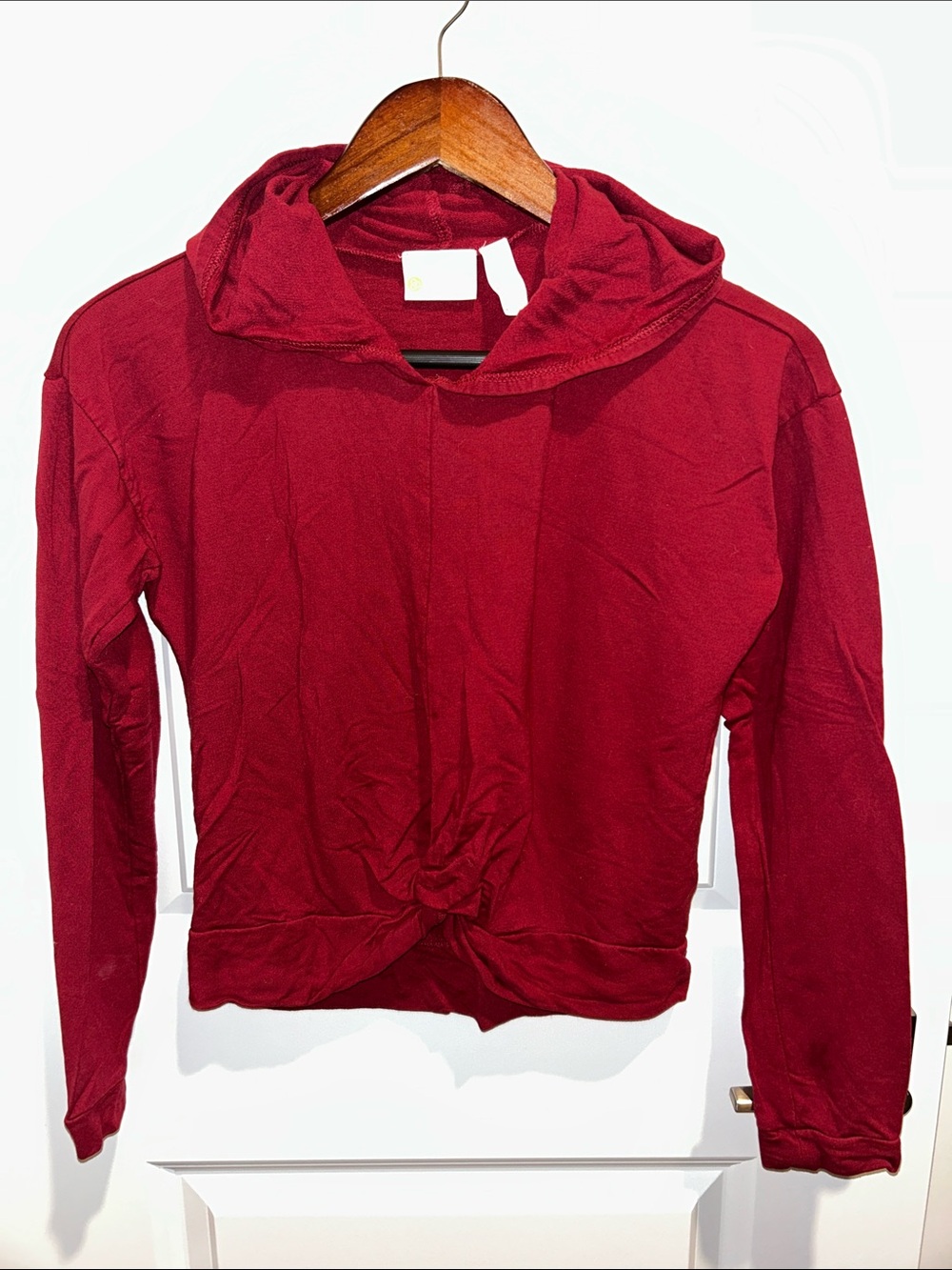 Zella Girls 10/12 Burgundy Hooded Knot-Front Sweatshirt